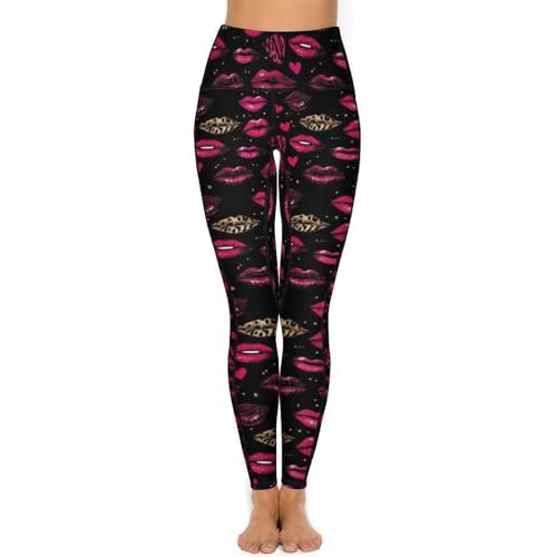 Legging taille haute léopard et lèvres roses : le pantalon stretch avec poches latérales intégrées