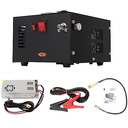 TABODD Hochdruck-Luftkompressor PCP, 300 W, 30 MPa/300 Bar/4500 PSI, Tragbare Luftpumpe Mit Manuellem Verschluss für Aufblasflasche, Schwarz