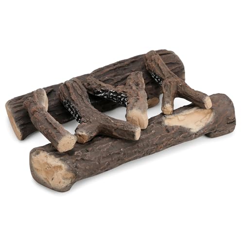 Stanbroil Extra Large Ceramic Gas Logs, 6 Piece Set of Decoration Cera
