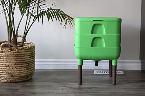 Image of FCMP Outdoor - The Essential Living Composter, 2-Tray Worm Vermicomposter Bin (HF-LC4000v2-GRN) Green