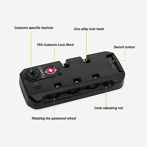 Travel Zipper TSA 007 Approved Luggage Code Lock, Backpack Anti Theft 3 Digit Combination Lock3
