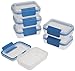 SnapLock by Progressive Rectangular 1-Cup, Blue - Set of 3 SNL-1006SETB Easy-To-Open, Leak-Proof Silicone Seal, Snap-Off Lid, Stackable, BPA FREE