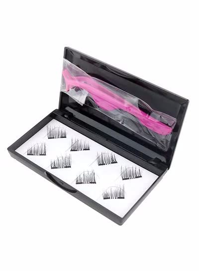 ORiTi 8 Piece Magnetic Lashes with Tweezers Set Black/Pink