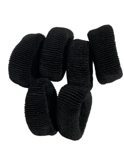 Black Vandy Ponytail Holder Elastic Hair Rubber Bands for Girls/Women, Buns, Hair tie (Pack of 6)(Black)-image-8