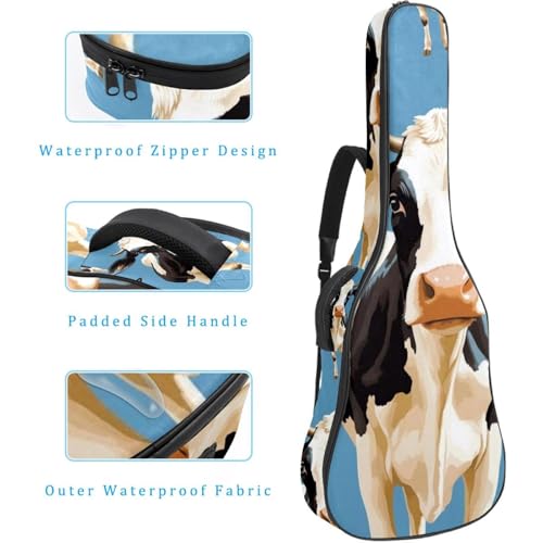 Housse de transport pour guitare motif vache multicolore et imperméable