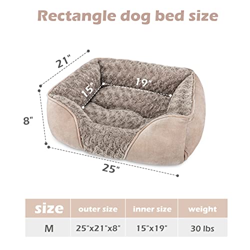 Invenho Medium Dog Bed For Large Medium Small Dogs Rectangle Washable Dog Bed, Orthopedic Dog Sofa Bed, Soft Calming Sleeping Puppy Bed Durable Pet Cuddler With Anti-Slip Bottom M(25"X21"X8") #TOP4
