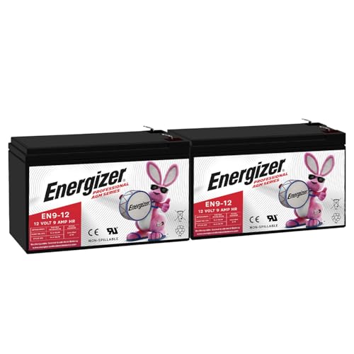 Image of Energizer EN9-12 - 2 Pack - 12 Volt 9 Amp Hr, Long Lasting Sealed Lead Acid AGM Rechargeable Battery Ideal for Use in Home Alarm Systems, Backup Power, Scooters, and More