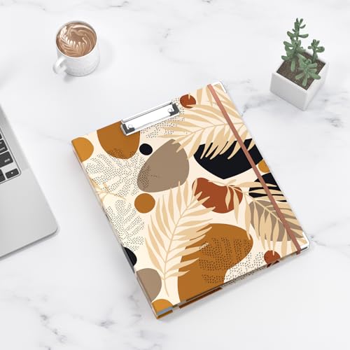 Image of 3 Ring Binder, 1 Inches Round Ring Binder with Clipboard, Dividers Tabs, PVC Zipper Bag Sleeves & to Do List Planners for Women, Men, School, Office Supplies, Modern Leaves