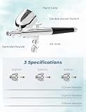 Oasser Zestaw Aerograf ze sprężarką Aerograf Dual Action 36 PSI dysza 0,2 0,3 0,5 mm do paznokci, malowania, modelarstwa, tatuażu, makijażu, ciast, niebieski