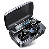 cuffie bluetooth tempo ricarica [ Bluetooth 5.0 & Easy Connect ] - Utilizzo della tecnologia Bluetooth 5.0 avanzata, accoppiamento istantaneo e trasmissione stabile senza interruzioni. Le cuffie sono facili da collegare, basta accendere il bluetooth del telefono e toccare F9 per accoppiare. La prossima volta si connetterà automaticamente.