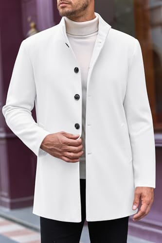 Image of Makkrom Mens Casual Overcoat Single Breasted Peacoat Business Topcoat