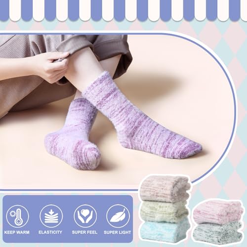 ICEIVY Womens Fuzzy Socks Thick Soft Warm Winter Fluffy Cozy Cabin 5 Packs Casual Home Sleep Socks with Gifts Box (US, Numeric, 5, 9, Regular, Regular, ZYJX1) - image 4