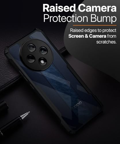 Image of WOW IMAGINE Thermoplastic Polyurethane Shock Proof Clear Protective Back Case For Oppo F27 Pro Plus 5G-Airedge Technology|360 Degree Camera Protection|Transparent Hybrid Back Case Mobile Cover-Black