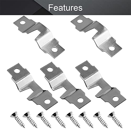 Image of MroMax 50PCS Keyhole Hanging Plate 1.97 inch x 0.59 inch Single Hole Hook Metal Keyhole Hangers Keyhole Hanging Fasteners for Mirror Picture Frames Silver