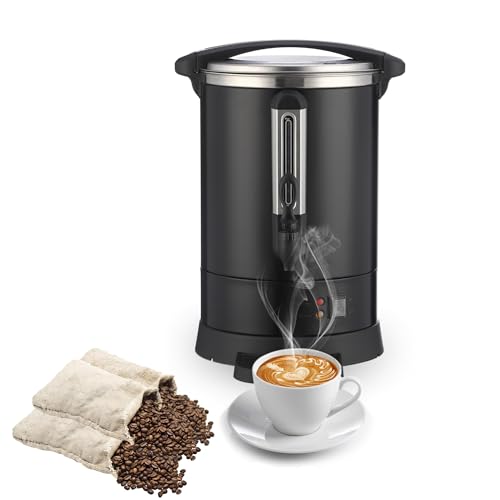 120 Cup Commercial Coffee Urn, 18L Stainless Steel Hot Water Dispenser with Percolator, Two-Way Easy Dispenser, Metallic Black Beverage