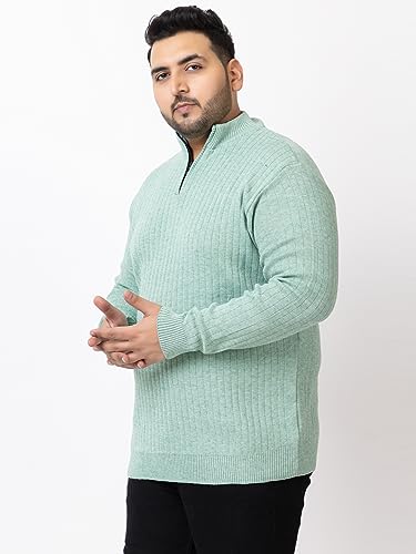 Image of Kvetoo Plus Size Men High Neck Zipper Full Sleeve Woolen Winter Sweater