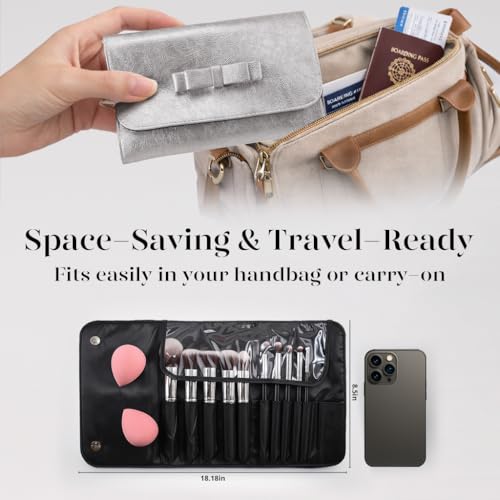 Image of BEAKEY Makeup Brushes Set Premium Foundation Concealer Blush Bronzer Eye Shadow 10+2 PCS Brushes & Blender Sponges with Portable Makeup Bag