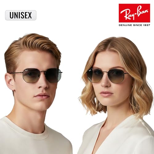 Image of Ray-Ban RB3548N HEXAGONAL FLAT LENSES Square-Round Shape Sunglasses for Men & Women with Official Eyewear Kit