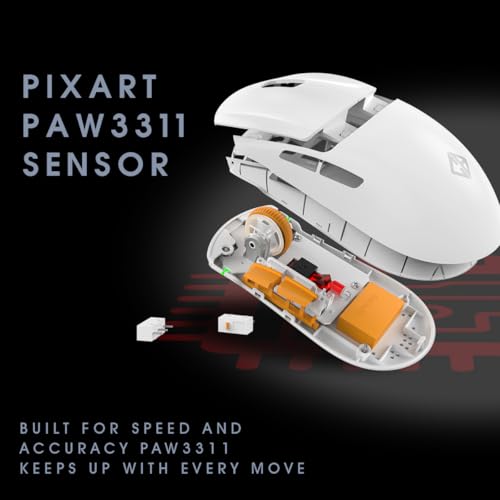 Image of Cosmic Byte Atlas Tri-Mode Gaming Mouse with 12000 DPI PixArt PAW3311 Sensor, 1000Hz Polling Rate, 57g Lightweight, PTFE Feet, Paracord Cable, 20M Clicks, 500mAh Battery (White)