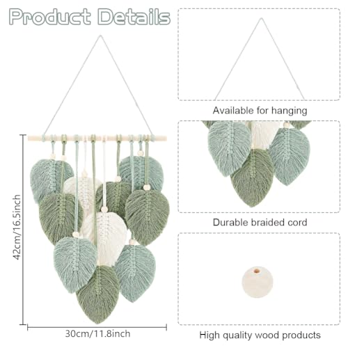 FREEBLOSS DIY Macrame Leaf Wall Hanging Beginners Macrame Kit Leaf Woven Tapestry Feather Wall Hanging DIY Macrame Kit for Adults Birthday Gift - Image 4