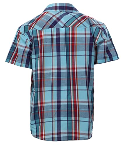 Image of Gioberti Boys Casual Western Plaid Pearl Snap-on Buttons Short Sleeve Shirt
