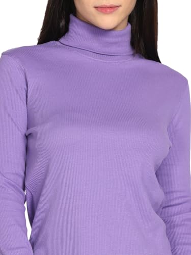 Image of TWIN BIRDS Women Cotton Turtle Neck Ribbed Tee | Full Sleeve Winter Top