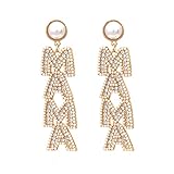 Pingyongchang Mother's Day Earrings Beaded Rhinestone Crystal MAMA Dangle Earrings Long Statement Be