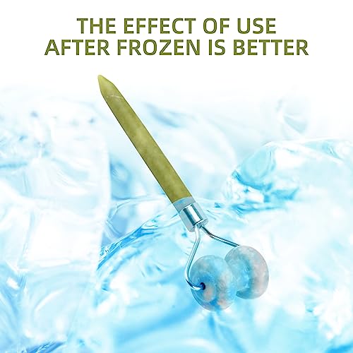 Jade Stone Roller for Facial Massage- Contributes to Reduce Wrinkles and Make The Skin Firmer, Single-Head Design Smooth and Comfortable Face Rollers for Women(Green) - Image 3