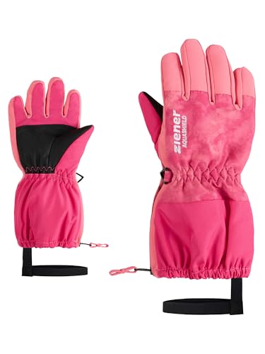 Gants de ski enfant imperméables à longue manchette Ziener Levio-Z roses