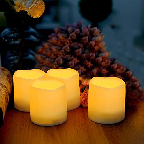 Image of QIDEA 3 inchX3 inch 4 Pack LED Outdoor Candles Battery Operated Waterproof Candles