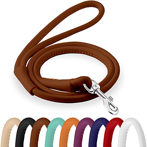 CollarDirect Rolled Leather Dog Leash, 6 ft – Soft Training Leash for Dogs (Brown, XL) by CollarDirect - Used condition - US$10.20