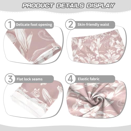 ALAZA Girls' Leggings Children's Yoga Pants Skinny Printed Dance Lily Squirrel Comfortable 4T2