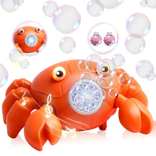 Crab Bubble Machine for Kids Interactive Crawling Crab with LEDs & Music