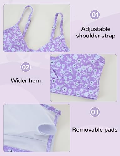 Happy Cherry Kids Swimsuit Girls 3 Piece Bathing Suit Bikini Set Tropical Print Swimwear3