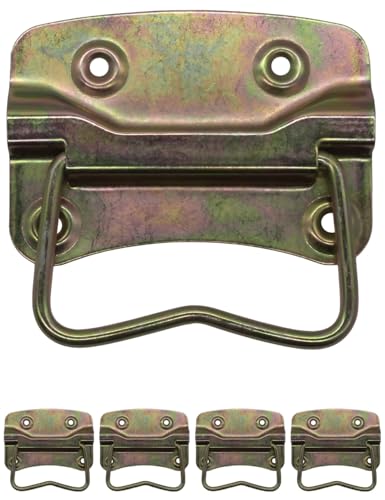 Fuxxer® 4 tiradores de metal plegables para baúles, cajas, cajas y cajas (latón, 100 x 72 mm)