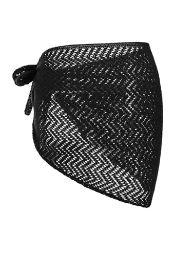 Image of ZAFUL Sarong Coverups for Women Beach Vacation Fishnet See Thru Tie Side Bathing Suit Cover Up Mini Skirt