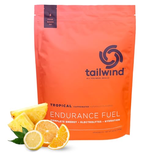 Tailwind Nutrition Endurance Fuel, Caffeine Drink Mix with Electrolytes, Non-GMO, Free of Soy, Dairy, and Gluten, Vegan Friendly, Tropical Buzz, 50 Servings