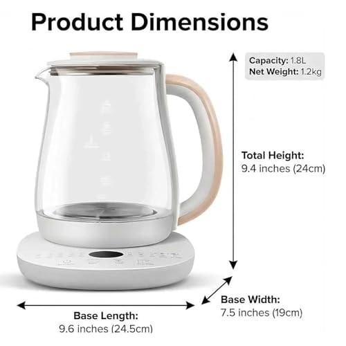 Hervidor Eléctrico De Cristal Inteligente De 1,8 L, Control De Temperatura Variable, Función De Mantener Caliente, Temporizador Para Té, Café Y Sopa