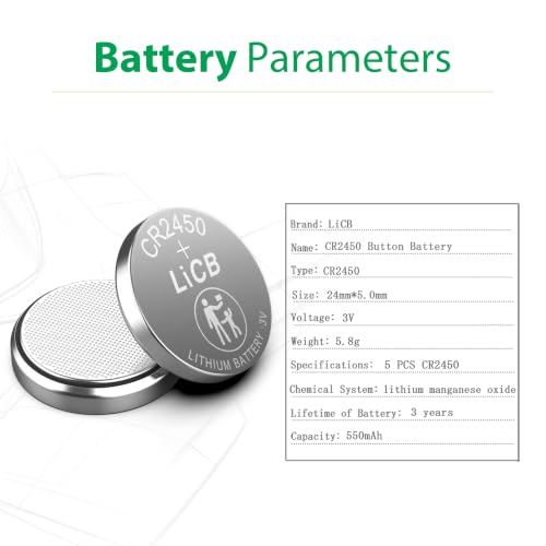 Batería LiCB CR2450, 3 Voltios, Paquete x5 miniatura 2