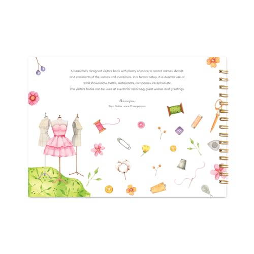 Image of Visitor Book - 8 x 12 Inches | Fashion Accessories Wire Bound Guest Register for Hotels, Offices, Exhibitions & Business Use | Medium Size Visitor Log Book for Reception & Front Desk