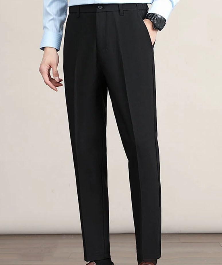 Men's Stretch Suit Pants - Business Elastic Waist Non-Iron Slim Casual Trousers Spring Summer2