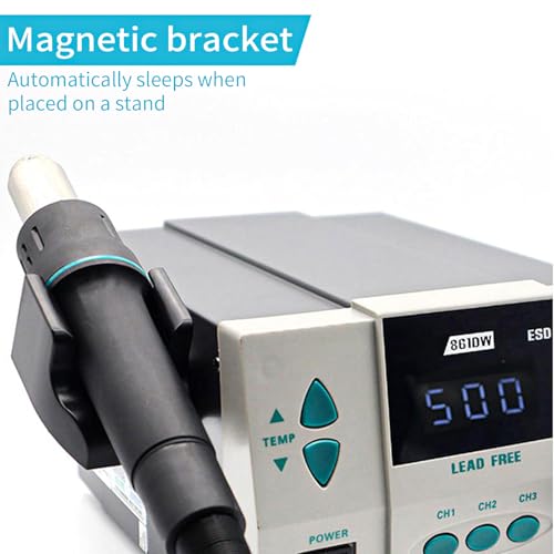 861DW Hot Air Rework Station, 110v 1000W Digital Display Automatic Sleep Hot Air Gun Soldering Station, with 7 air nozzles, Adjustable Temperature Desoldering Gun BGA Rework Station by JUSTHERE - Image 7