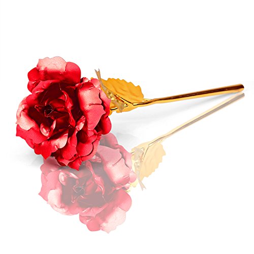 ONEVER Rosa artificial banhada a ouro 24K, para decoração; presente para o Dia das Mães, Dia dos Nam