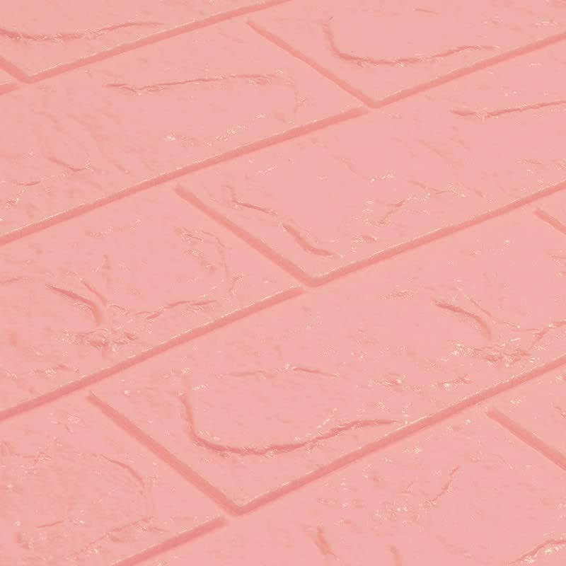 Image of POZET 3D Brick Wallpaper PE Foam self Adhesive Brick Design Wall Stickers /DIY Wallpaper for Home Hotel Living Room Bedroom Cafe Deco (70 x 77 cm) (Pink) Pack of 4