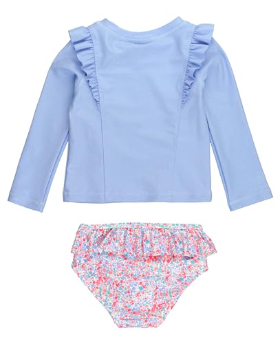RuffleButts Sparkle Shimmer On Long Sleeve Princess Seam Ruffle Rash Guard 2-Piece - 3T2