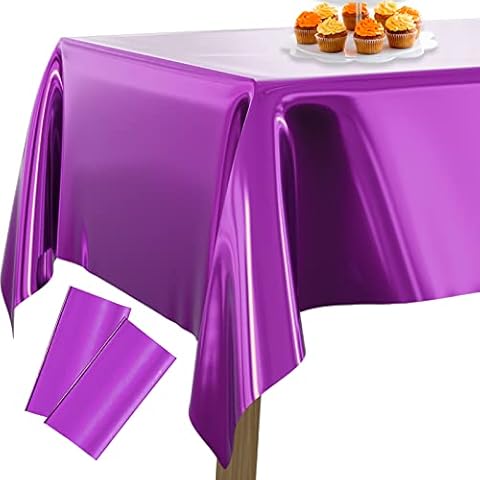 PartyWoo Mantel de Papel de Aluminio Morado, Paquete de 2 manteles rectangulares Cover