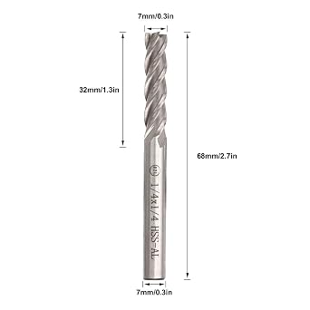 JMIATRY 8PCS 1/4 inch End Mill 4 Flute HSS Square Nose CNC Bits | 1/4 Shank, Straight Milling Cutter, Straight Shank, Milling Bit, For Wood Steel Titanium, 6.35mm, 4T