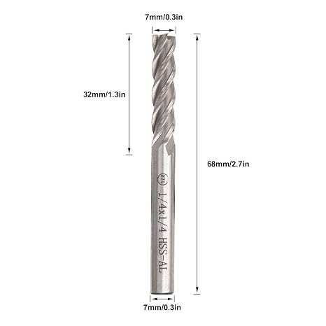 JMIATRY 8PCS 1/4 inch End Mill 4 Flute HSS Square Nose CNC Bits | 1/4 Shank, Straight Milling Cutter, Straight Shank, Milling Bit, For Wood Steel Titanium, 6.35mm, 4T