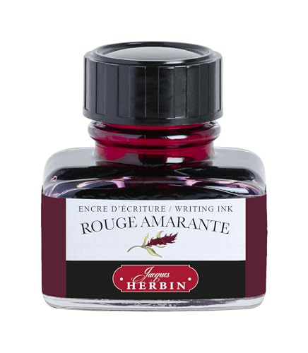 Jacques Herbin 13026T - One 30 ml Bottle of Ink for Fountain pens and Rollerball pens Rouge Amarante/Red Amaranth Colour - Made in France - Calligraphy