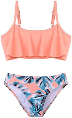 Arshiner Kids Girls Swimsuit Two Pieces Bikini Set Ruffle Bathing Suits Flounced Tankini Swimwear